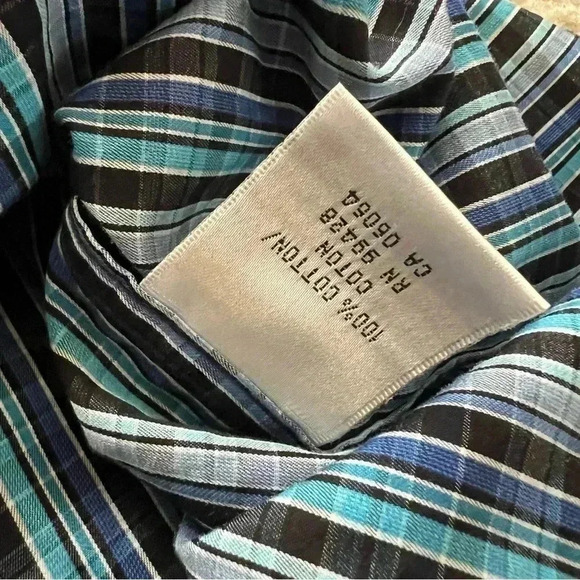 Bugatchi Classic Fit Men Button Up Shirt Long Sleeves Blue Plaid Collared Sz 3XL - Picture 11 of 11